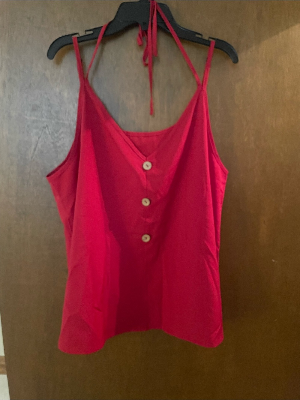 SHEIN Hot Pink Button-Front Spaghetti Strap Cami